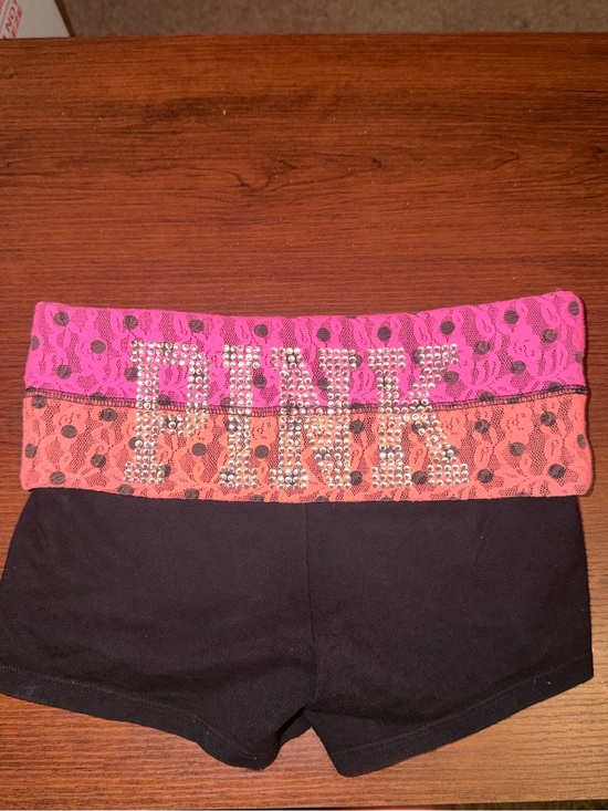 Victoria's Secret Pants - Victoria's Secret PINK Black Shorts with Pink and Orange Lace Waistband
